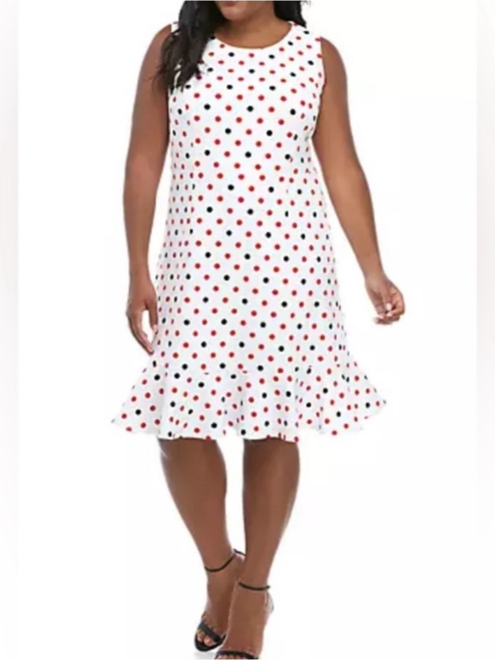 Nine West Polka Dot Fluted Hem Dress